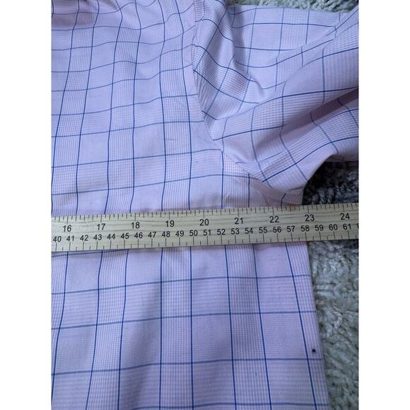 Charles Tyrwhitt Mens Dress Shirt Button Pink Blue Plaid Non Iron Classic 15 1/2 - Picture 6 of 8